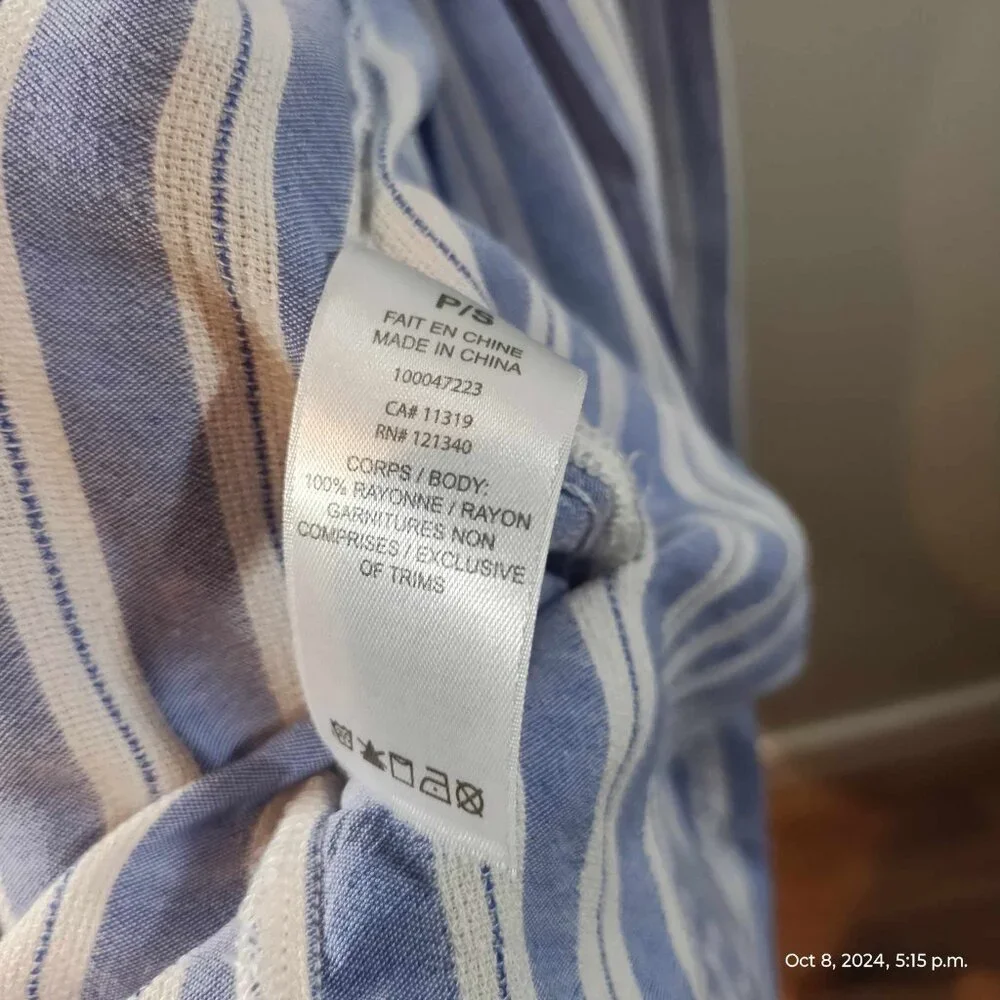 100% Rayon Shirt Dress stripe collared light so comfortable oversized Dynamite - Picture 9 of 16